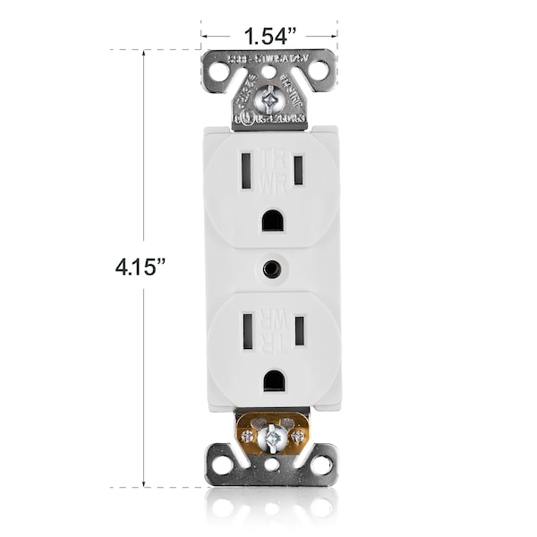 Faith 15 Amp 125-Volt Weather and Tamper-Resistant NEMA5-15R Wall Mount Duplex Outlet, White, 10PK - SSRE5TRWR-WH-10