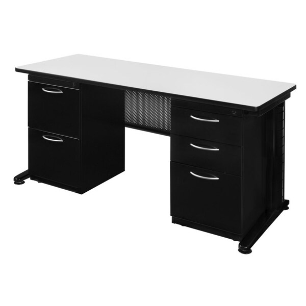 Regency Fusion Double Pedestal Desks, 30 D X 29 H, 72 W X Wood, Metal, White - MDP7230WH