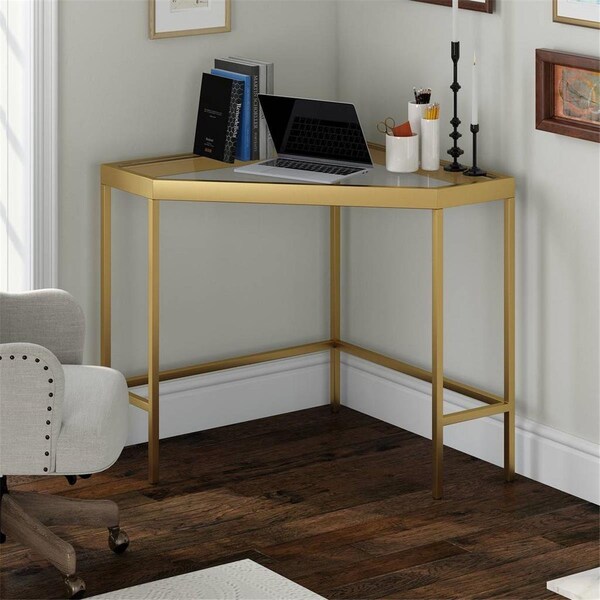 Henn & Hart Henn & Hart OF0872 42 in. Alexis Brass Corner Desk - OF0872