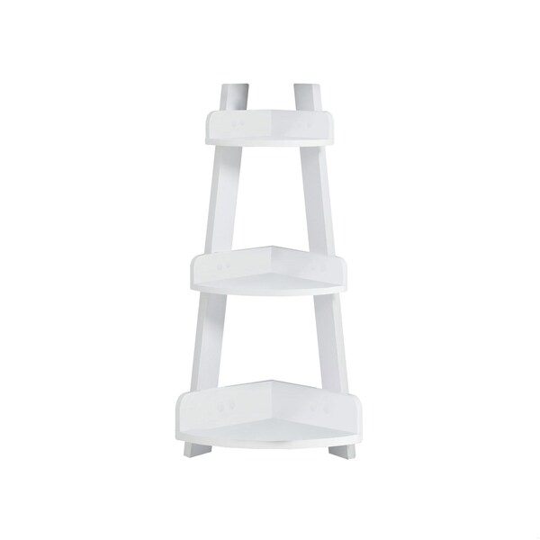 Homeroots 13 x 16 x 33.25 in. White Particle Board Hollow Core Corner Shelf - 355754