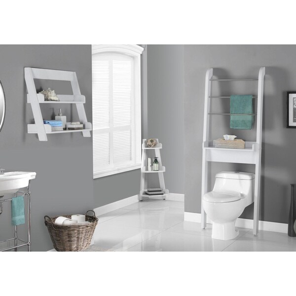Homeroots 13 x 16 x 33.25 in. White Particle Board Hollow Core Corner Shelf - 355754