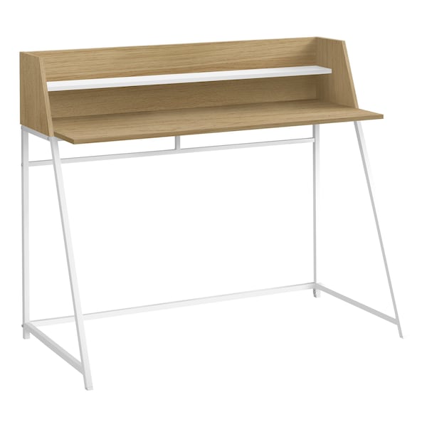 Monarch Specialties Computer Desk, Home Office, Laptop, Storage Shelves, 48"L, Work, Metal, Laminate, Natural, White - I 7543