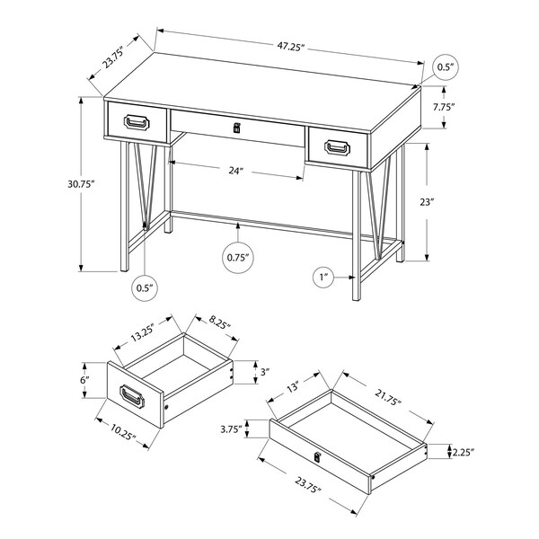 Homeroots 31 in. Brown Particle Board & Black Metal Computer Desk with a Hollow Core - 333513