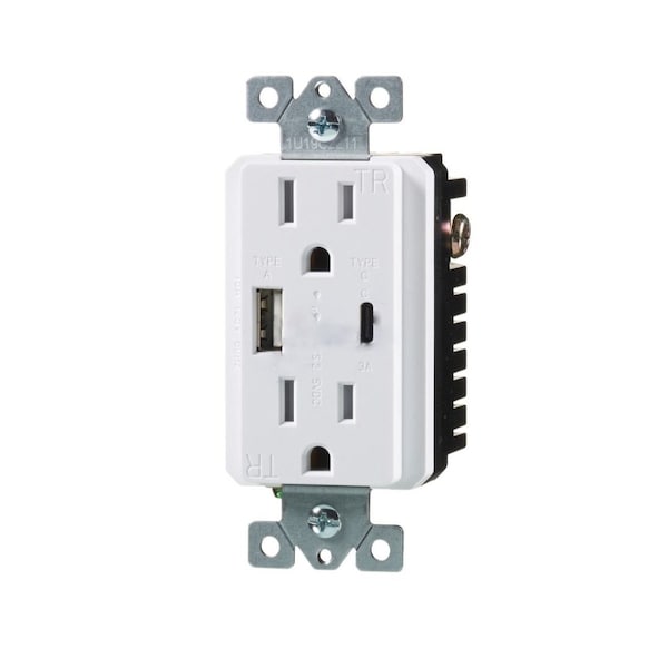American Imaginations 15 AMP Rectangle White Electrical Receptacle Plastic-Aluminum - AI-36848