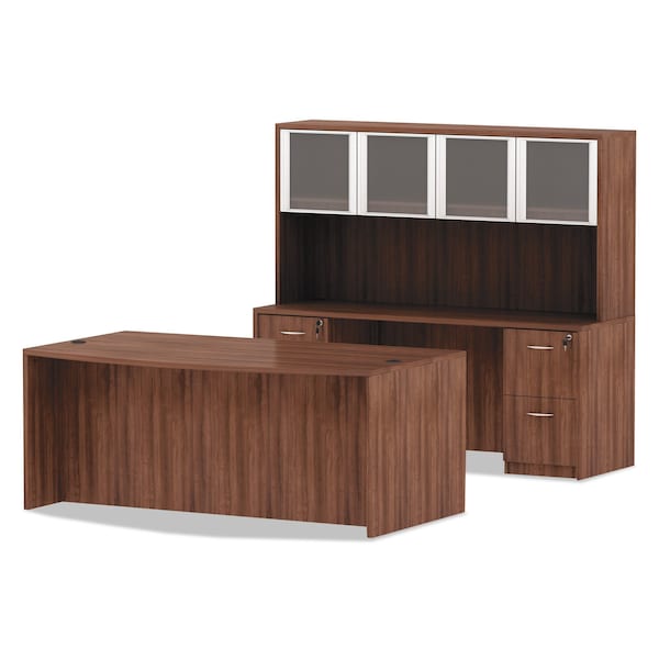 Alera Desk Shell Alera Valencia Bow Front Desk Shell, 41.38 in D X 29.63" H, 71" W X Modern Walnut - VA227236WA