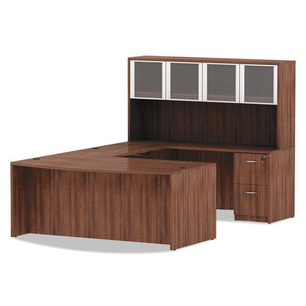 Alera Desk Shell Alera Valencia Bow Front Desk Shell, 41.38 in D X 29.63" H, 71" W X Modern Walnut - VA227236WA