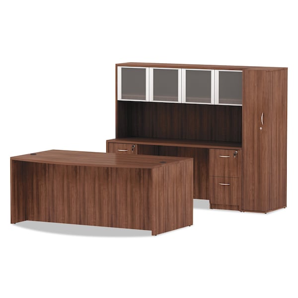 Alera Desk Shell Alera Valencia Bow Front Desk Shell, 41.38 in D X 29.63" H, 71" W X Modern Walnut - VA227236WA