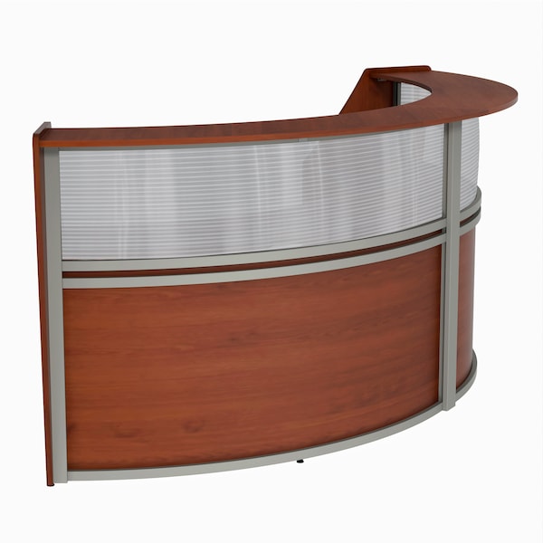 Linea Italia Curved Reception Desk 2 Units, Clear Panel, 124 inW x 49 inD, Cherry - ZUC316