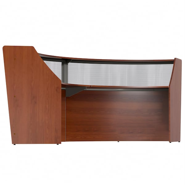 Linea Italia Curved Reception Desk 2 Units, Clear Panel, 124 inW x 49 inD, Cherry - ZUC316