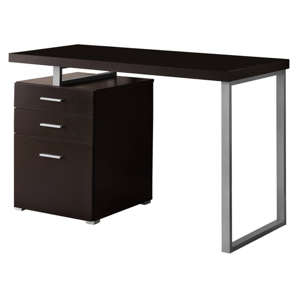 Monarch Specialties Computer Desk, Home Office, Laptop, Left, Right Set-up, Storage Drawers, 48"L, Work, Metal, Brown - I 7026