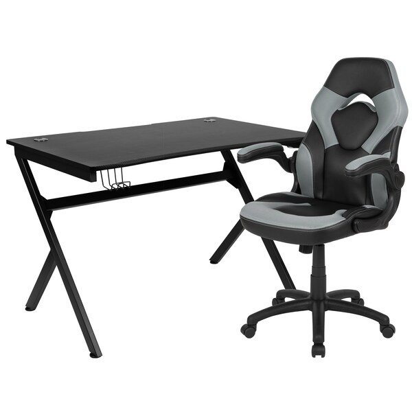 Flash Furniture Black Gaming Desk and Chair Set with Cup Holder - BLN-X10D1904-GY-GG