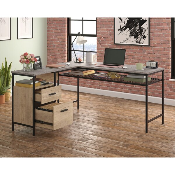Sauder 57.64 in D X 30.59 in H, 55.91 in W X Engineered wood, Metal - 431298