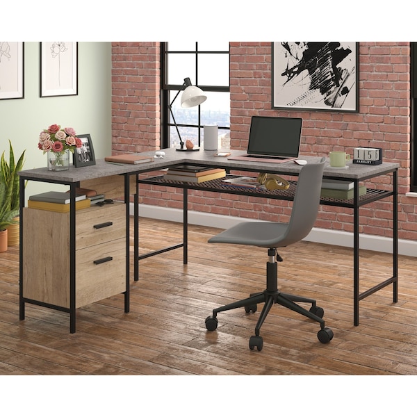 Sauder 57.64 in D X 30.59 in H, 55.91 in W X Engineered wood, Metal - 431298