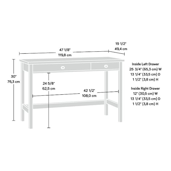 Sauder 19.45 in D X 30.04 in H, 47.16 in W X Engineered wood - 431778