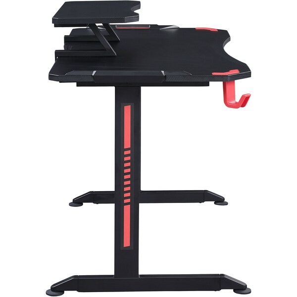 Lorell Gaming Desk, w/Monitor Shelf/Hooks, 48"x26"x36", Black - LLR84393