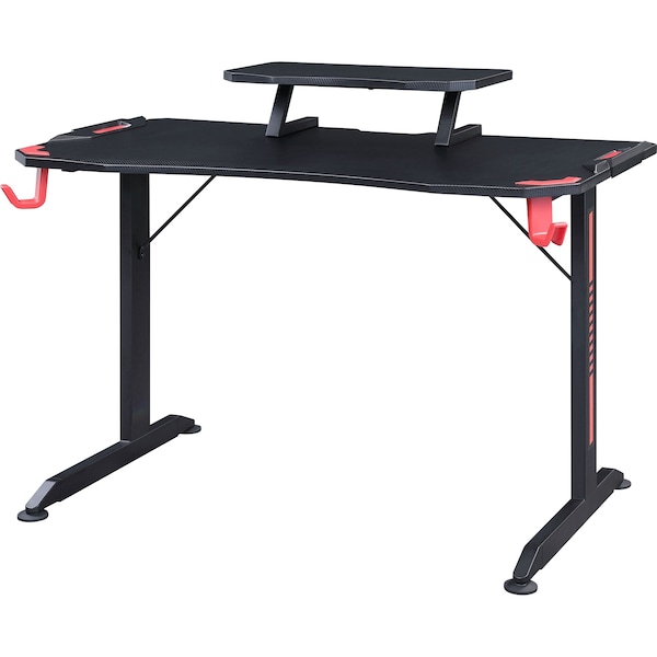 Lorell Gaming Desk, w/Monitor Shelf/Hooks, 48"x26"x36", Black - LLR84393