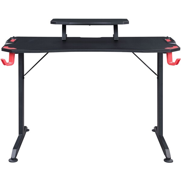 Lorell Gaming Desk, w/Monitor Shelf/Hooks, 48"x26"x36", Black - LLR84393