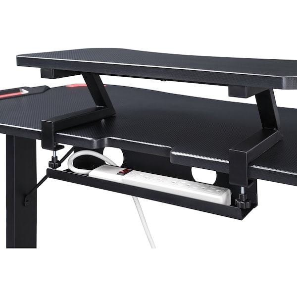 Lorell Gaming Desk, w/Monitor Shelf/Hooks, 48"x26"x36", Black - LLR84393
