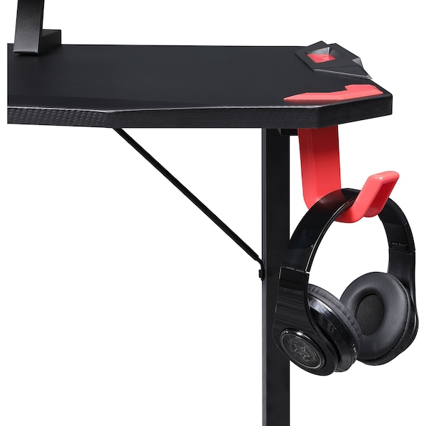 Lorell Gaming Desk, w/Monitor Shelf/Hooks, 48"x26"x36", Black - LLR84393