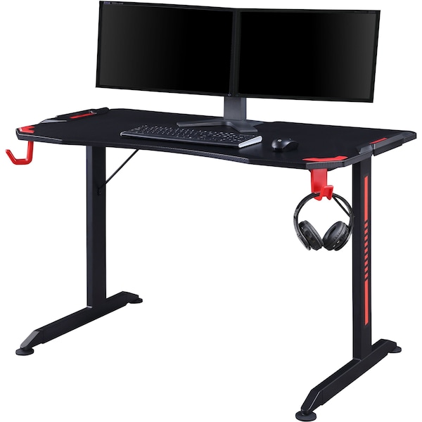 Lorell Gaming Desk, w/Monitor Shelf/Hooks, 48"x26"x36", Black - LLR84393