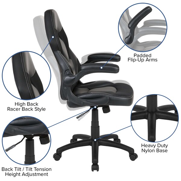 Flash Furniture Red Gaming Desk and Chair Set with Cup Holder - BLN-X10RSG1030-BK-GG