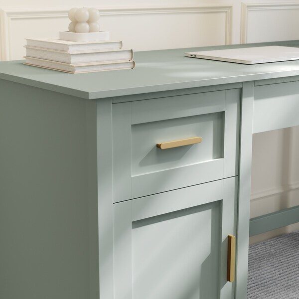 Martha Stewart 22.75 in H, 54 in W X Engineered Wood, Steel, Sage Frame/Polished Brass Hardware - ZG-ZP-09-SG-GLD-MS