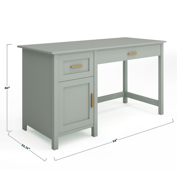 Martha Stewart 22.75 in H, 54 in W X Engineered Wood, Steel, Sage Frame/Polished Brass Hardware - ZG-ZP-09-SG-GLD-MS