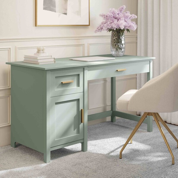 Martha Stewart 22.75 in H, 54 in W X Engineered Wood, Steel, Sage Frame/Polished Brass Hardware - ZG-ZP-09-SG-GLD-MS