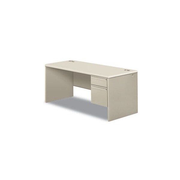 Hon HON, 38000 SERIES SINGLE PEDESTAL DESK, RIGHT, 66W X 30D X 30H, SILVER MESH/LIGHT GRAY - 38291RB9Q