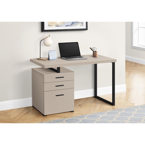 Daphnes Dinnette 48 in. Left & Right Metal Computer Desk Modern Taupe - Black - DA3061491