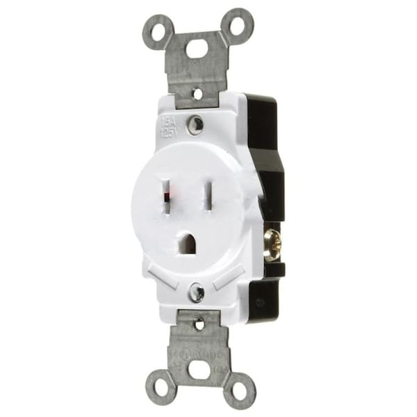 American Imaginations 15 AMP Round White Electrical Receptacle Plastic-Aluminum - AI-36861