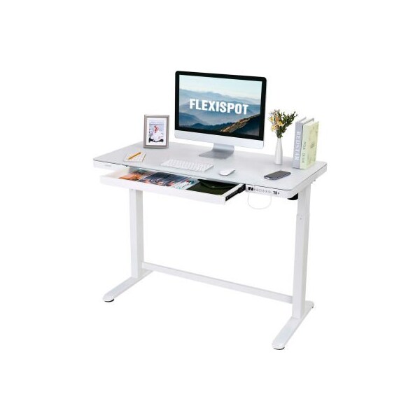 Zoxou Flexispot All-in-One Height Adjustable Standing Desk, 48inL x 24inW, Chipboard, White Top - FW8W