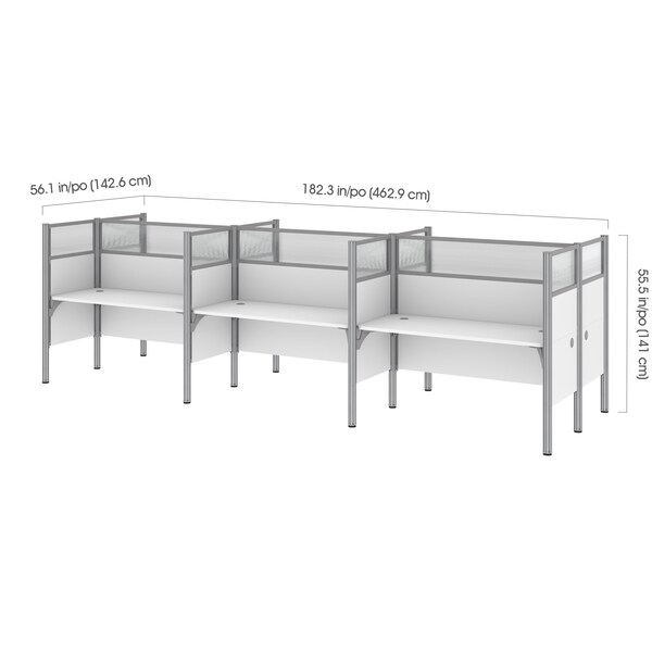 Bestar Bestar Pro-Biz 183W 6-Person Office Cubicles with High Privacy Panels in white - 100873D-17