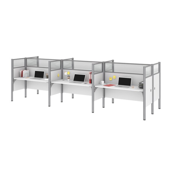 Bestar Bestar Pro-Biz 183W 6-Person Office Cubicles with High Privacy Panels in white - 100873D-17