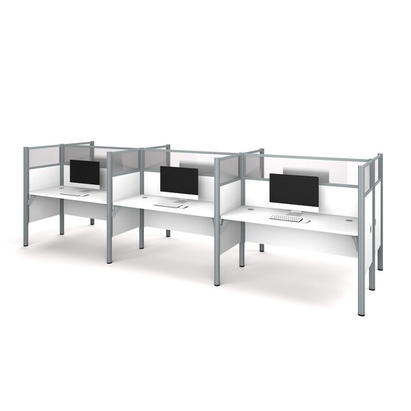 Bestar Bestar Pro-Biz 183W 6-Person Office Cubicles with High Privacy Panels in white - 100873D-17
