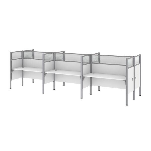 Bestar Bestar Pro-Biz 183W 6-Person Office Cubicles with High Privacy Panels in white - 100873D-17