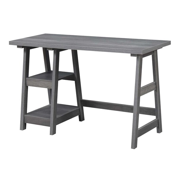 Convenience Concepts Designs2Go Trestle Desk, Charcoal Gray - 29.25 x 20.25 x 47 in. - HI2539842
