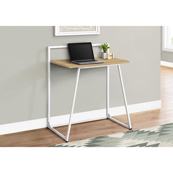 Daphnes Dinnette 30 in. Metal Computer Desk Juvenile Natural & White - DA3072176