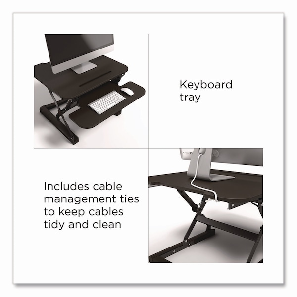 Union & Scale FlexFit Manual Adjustable Desk Converter, 26.7 x 30.8 x 5.9 to 19.6, Black - UN44901-CC
