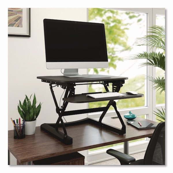 Union & Scale FlexFit Manual Adjustable Desk Converter, 26.7 x 30.8 x 5.9 to 19.6, Black - UN44901-CC