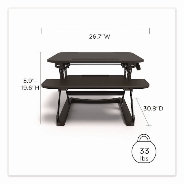 Union & Scale FlexFit Manual Adjustable Desk Converter, 26.7 x 30.8 x 5.9 to 19.6, Black - UN44901-CC