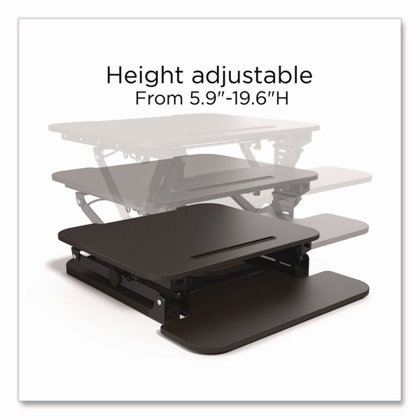 Union & Scale FlexFit Manual Adjustable Desk Converter, 26.7 x 30.8 x 5.9 to 19.6, Black - UN44901-CC