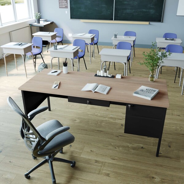Flash Furniture 30 in D X White Oak, 70 in W X - GC-M-BLK-177-WHTOAK-GG