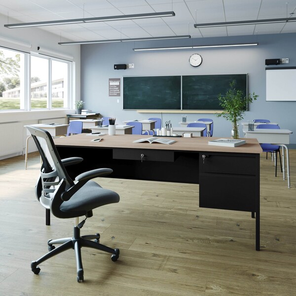 Flash Furniture 30 in D X White Oak, 70 in W X - GC-M-BLK-177-WHTOAK-GG
