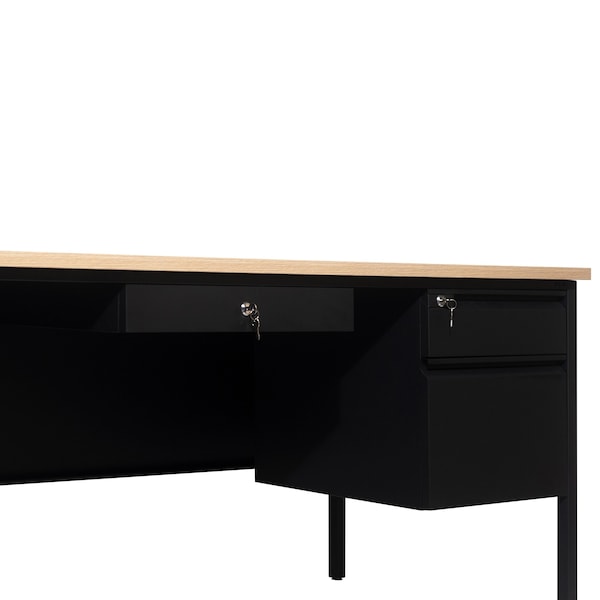 Flash Furniture 30 in D X White Oak, 70 in W X - GC-M-BLK-177-WHTOAK-GG