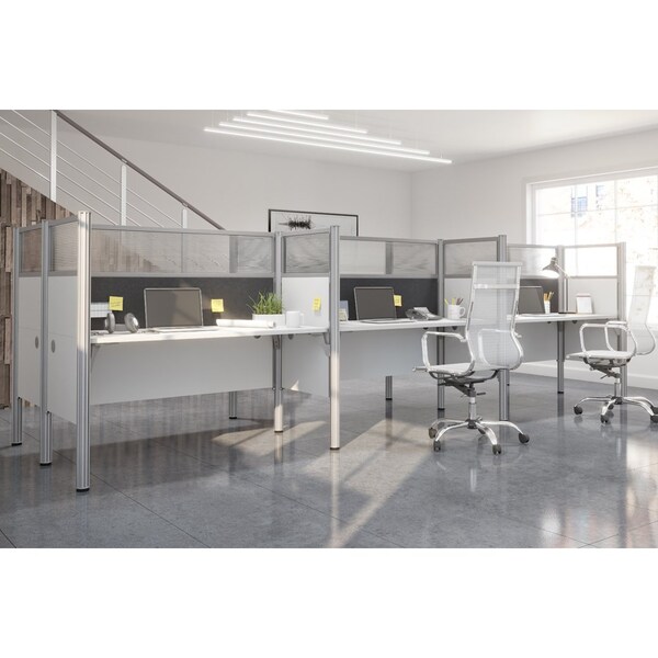 Bestar Bestar Pro-Biz 183W 6-Person Office Cubicles with Gray Tack Boards and High Privacy Panels in white - 100873DG-17