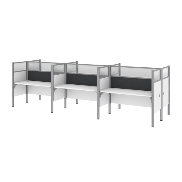 Bestar Bestar Pro-Biz 183W 6-Person Office Cubicles with Gray Tack Boards and High Privacy Panels in white - 100873DG-17