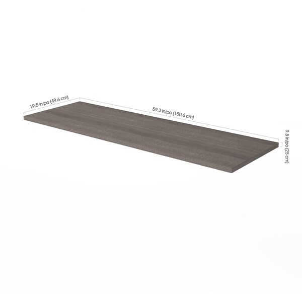 Bestar Bridge BridgeI3 Plus, Bark Gray, 19-1/2" D X 1" H, 59.3" W X Melamine, Bark Gray - 160820-1147