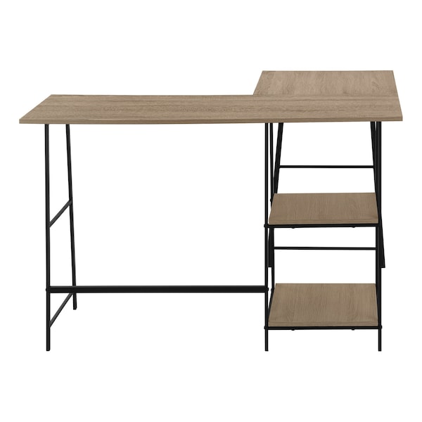 Monarch Specialties Computer Desk, Home Office, Corner, Storage Shelves, 48"L, L Shape, Work, Laptop, Metal, Brown - I 7592