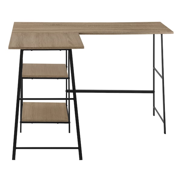 Monarch Specialties Computer Desk, Home Office, Corner, Storage Shelves, 48"L, L Shape, Work, Laptop, Metal, Brown - I 7592